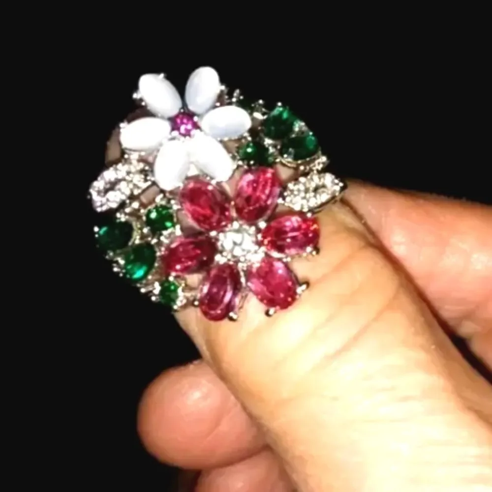 Bohemian floral ring sz 6